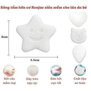 Bông tắm bọt biển Konjac cho bé sơ sinh siêu mềm mại