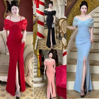 Đầm dạ hội bẹt vai kết cườm tko mm 2025