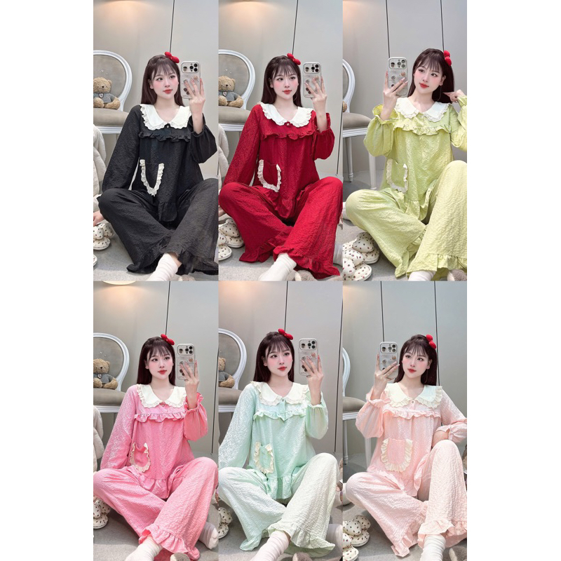 (42-60kg) Đồ bộ - set mặc nhà chất đũi dễ thương mềm mại