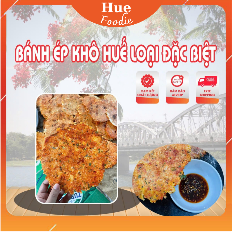 Combo 20 Cái ( 2 bì ) Bánh Ép Khô Huế Loại Đặc Biệt [Tặng Nước Chấm], Bánh Ép Thuận An Thơm Ngon, Giòn Rụm, Full Mỡ Hành