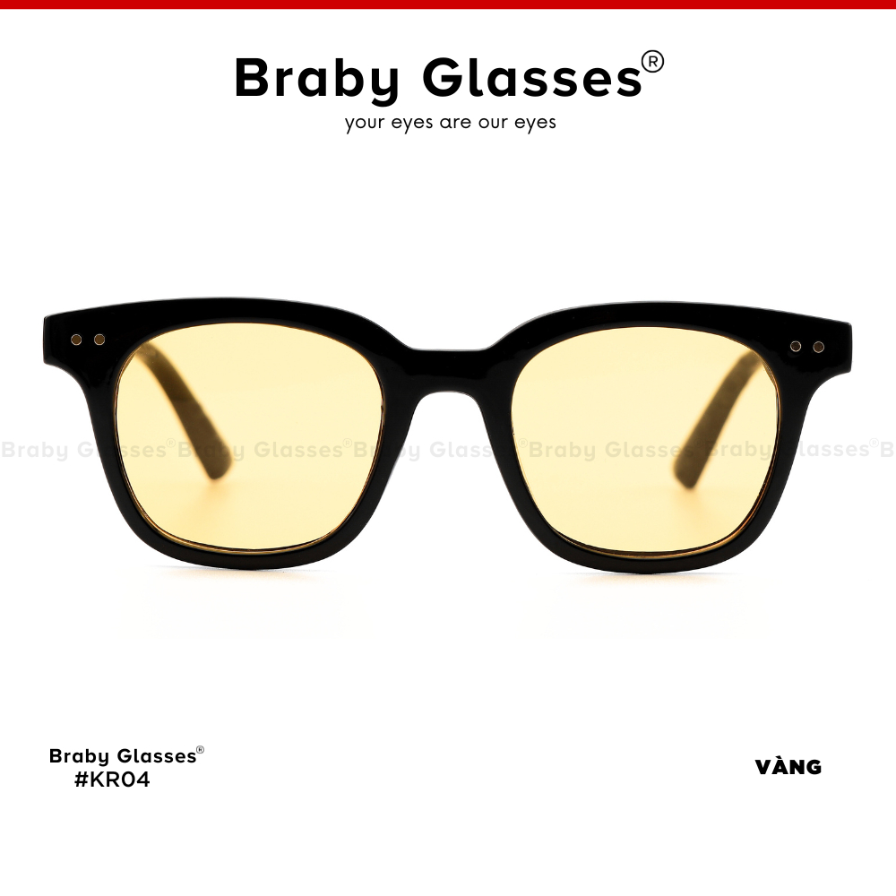 Kính râm mắt vuông nam nữ chữ V Braby Glasses chất liệu nhựa cao cấp phụ kiện thời trang sành điệu KR04 Hộp