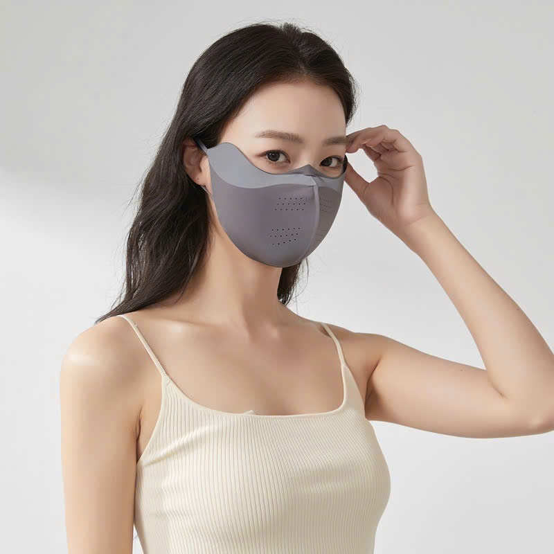 Khẩu trang Chống nắng Chống Tia UV 555 Chất Lụa Lạnh thoáng mát nam nữ đều thích hợp