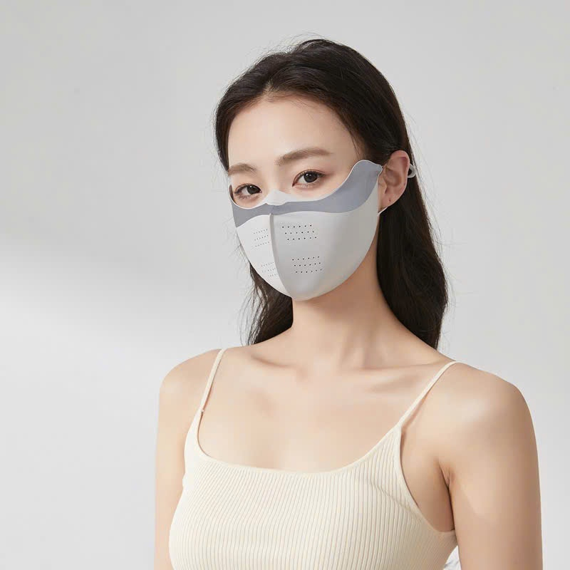 Khẩu trang Chống nắng Chống Tia UV 555 Chất Lụa Lạnh thoáng mát nam nữ đều thích hợp