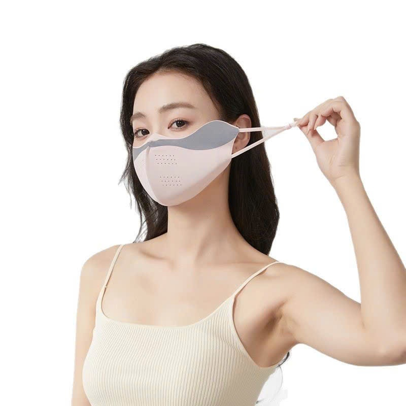 Khẩu trang Chống nắng Chống Tia UV 555 Chất Lụa Lạnh thoáng mát nam nữ đều thích hợp