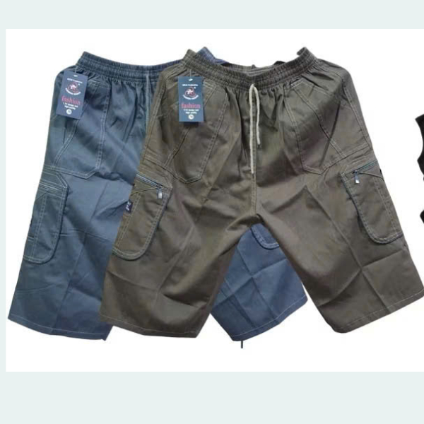 Quần Short Nam Kaki  Túi Hộp Lưng Thun Co Giãn From Rộng Thoải Mái Có Túi Khóa Kéo .