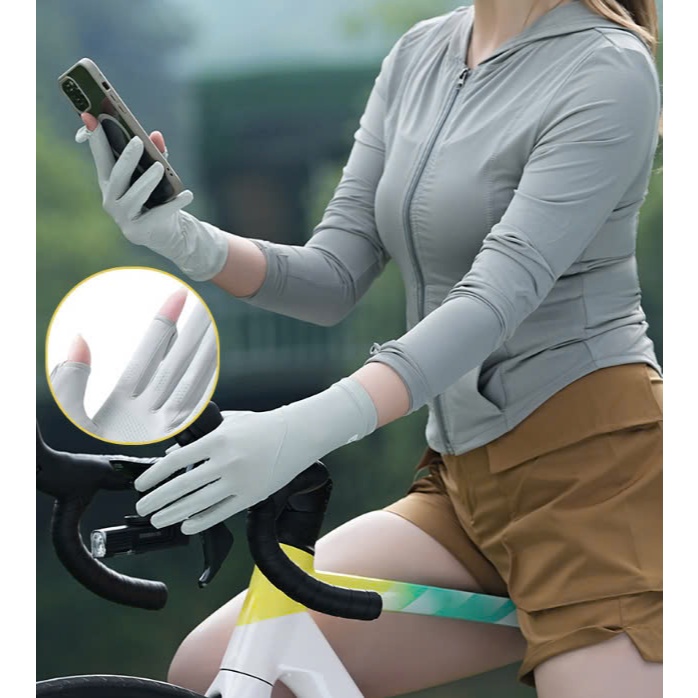 Gang tay nữ chống nắng , chống tia uv vải lụa lạnh bo viền UPF50+