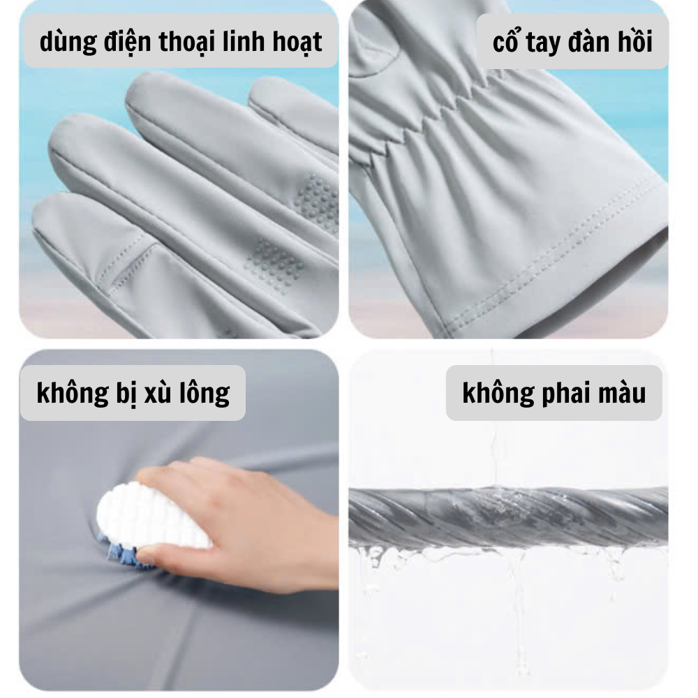 Gang tay nữ chống nắng , chống tia uv vải lụa lạnh bo viền UPF50+