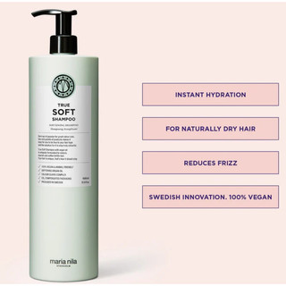 Dầu Gội Maria Nila True Soft 350ml-1000ml cho tóc khô, giữ ẩm làm mềm và chắc khỏe và giảm xơ rối