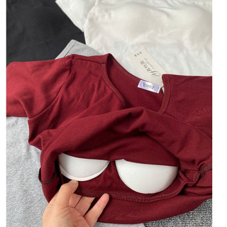 Áo Thun Lệch Vai Sẵn Đệm Dáng BAsic Ôm Body Vừa Người