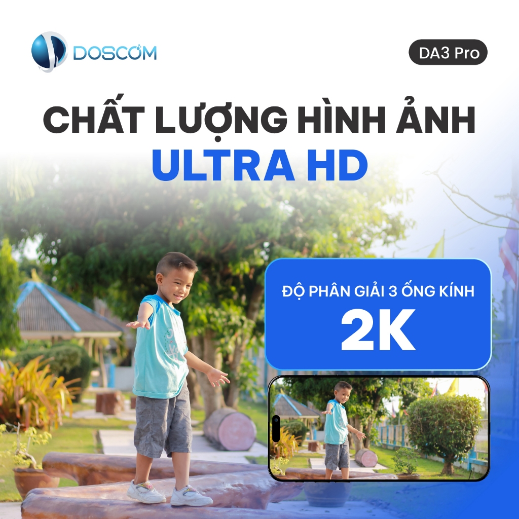 Camera Wifi Ngoài Trời 3 Mắt DOSCOM DA3 Pro – Camera Giám Sát 360° Xoay Toàn Cảnh, Đàm Thoại 2 Chiều
