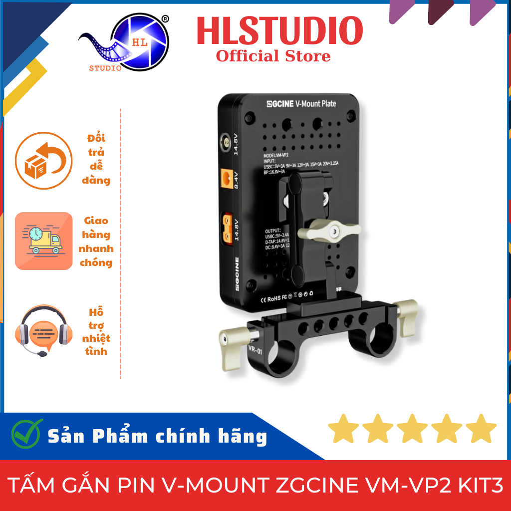 Tấm Gắn Pin V-Mount ZGCINE VM-VP2 Kit3 - Tích Hợp Cổng Sạc HL Studio ...