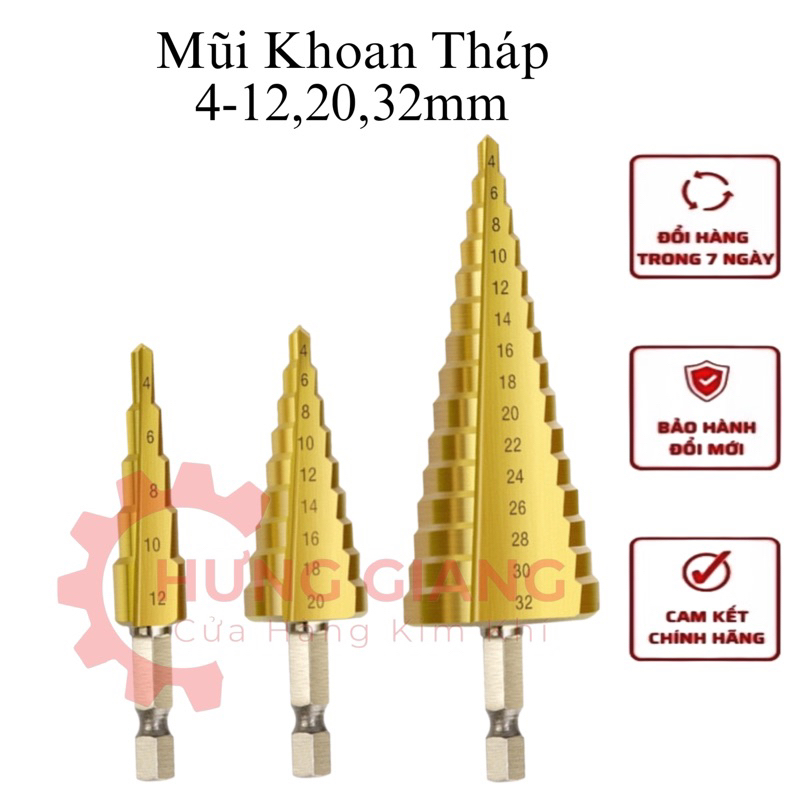 Mũi Khoan Tháp Chuôi Lục Giác Chất Liệu Titan Siêu Cứng Đủ Cỡ
