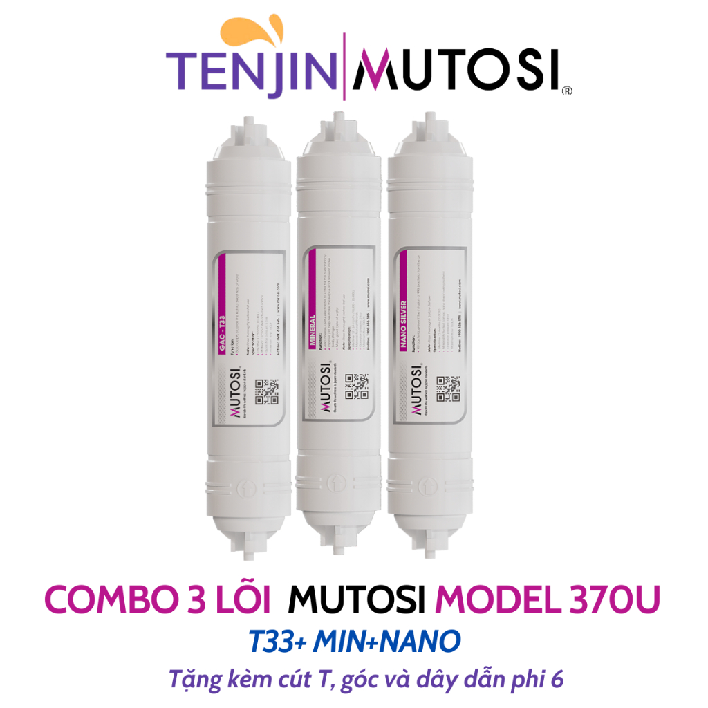 Combo 7 Lõi Lọc Nước Mutosi Sử Dụng 123 Đúc, Màng RO Slitec 75GDP, T33, Min, Nano Dùng Cho Máy MP-370U...