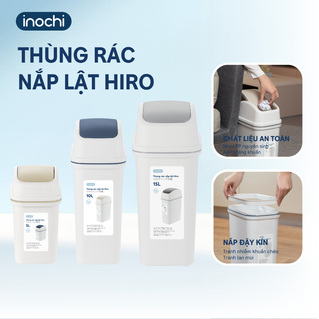 Thùng rác nắp lật 5L, 10L, 15L INOCHI cao cấp siêu bền đẹp | Shopee ...