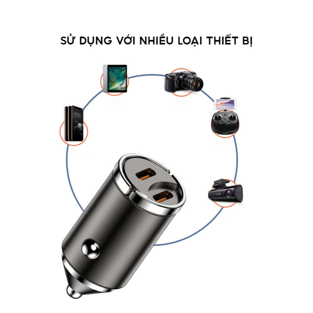Tẩu sạc nhanh ô tô Tàng hình Công suất tối đa 100W hỗ trợ sạch nhanh thiết kế chìm sang trọng bảo hành 12 tháng