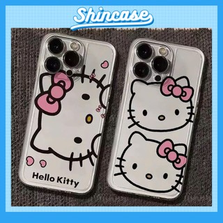 Ốp Lưng iPhone Hello Cat Viền Thẳng Chống Sốc Trong Suốt Bảo Vệ Camera - iP 7/8/X/XS/11/12/13/14/15/16/17/Plus/Pro/Max