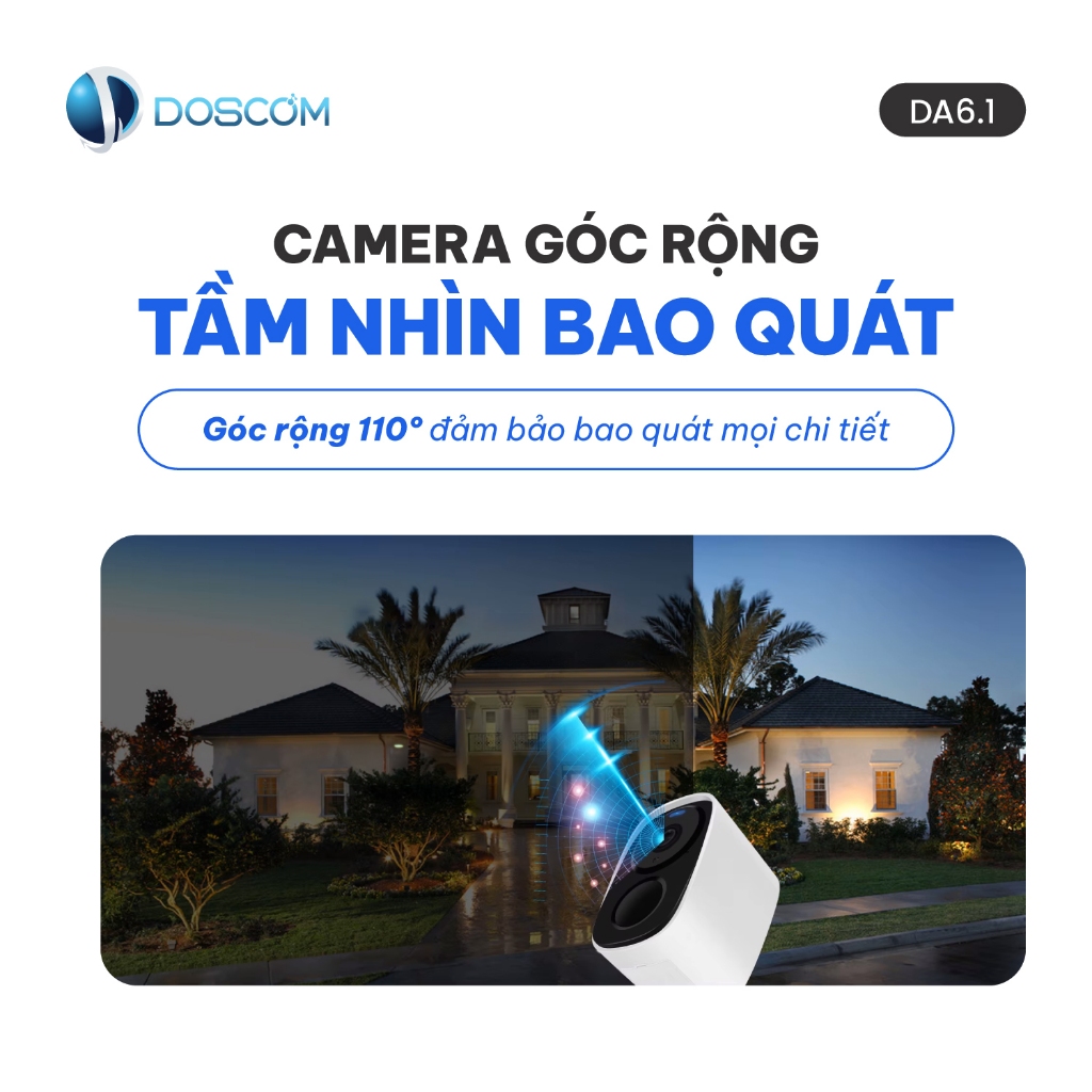 Camera năng lượng mặt trời DOSCOM DA6.1, dung lượng pin 5000mAh sử dụng 15 ngày, giám sát