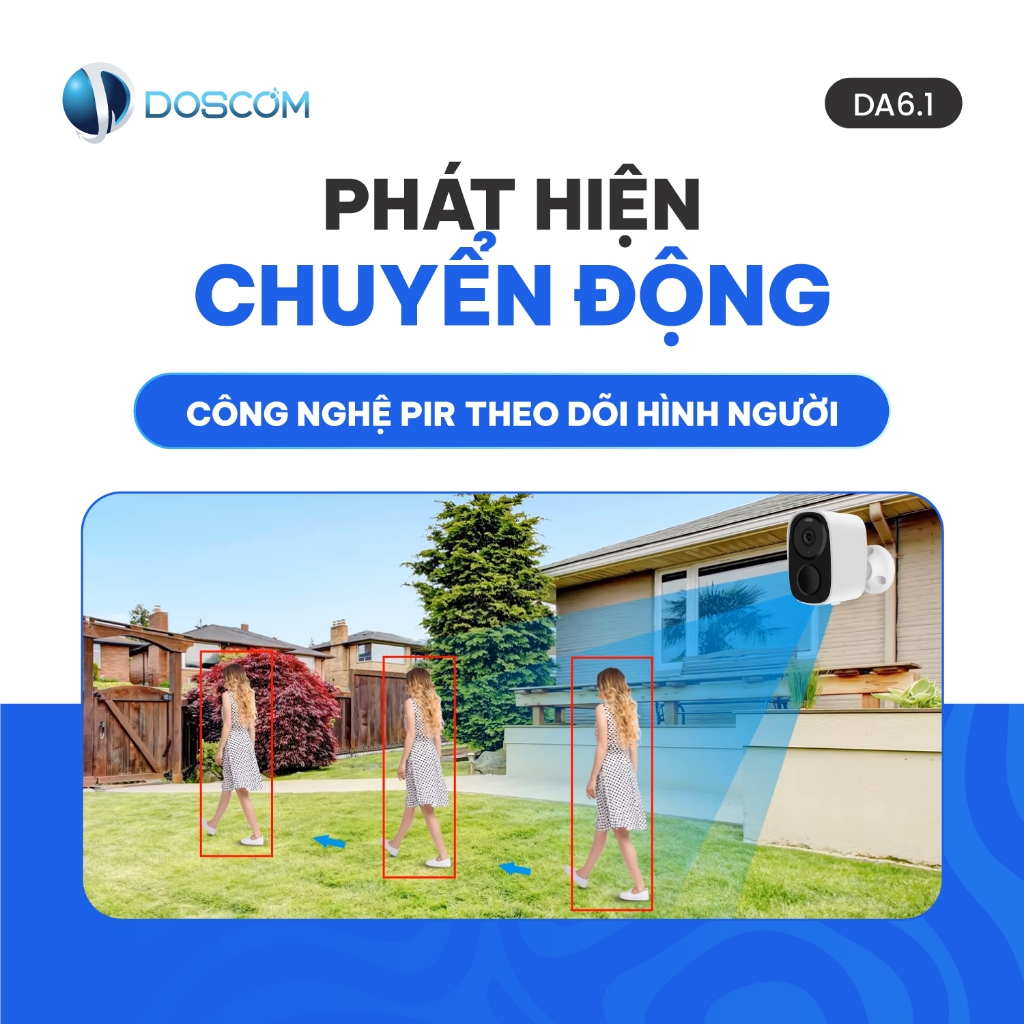 Camera năng lượng mặt trời DOSCOM DA6.1, dung lượng pin 5000mAh sử dụng 15 ngày, giám sát