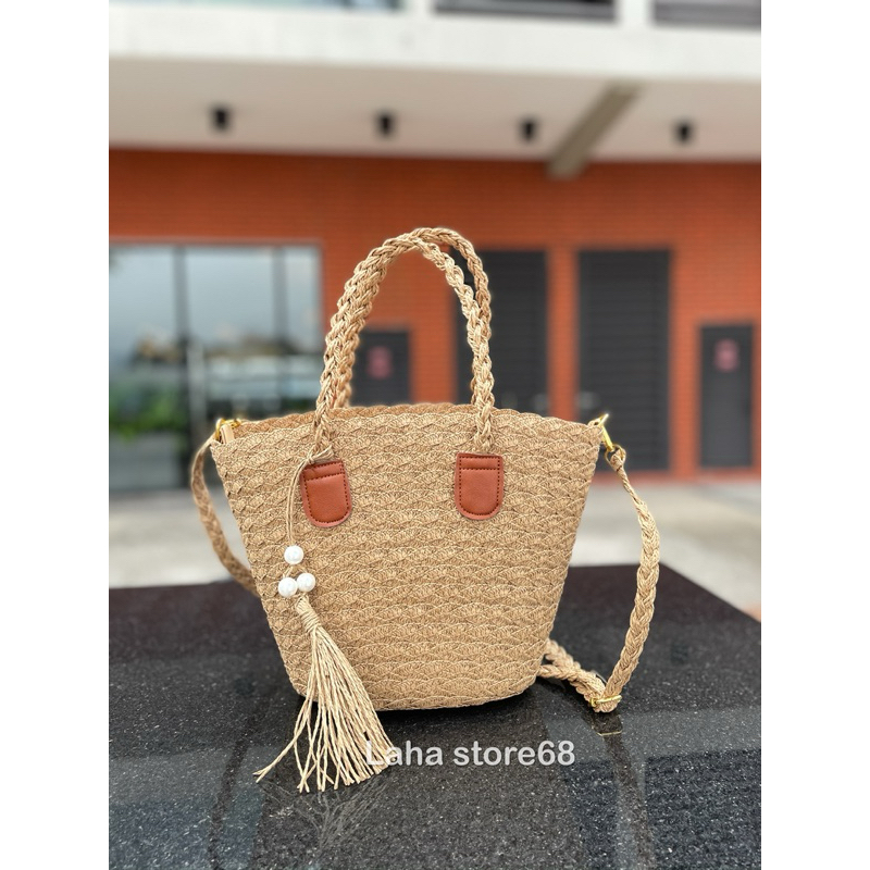 Sét mũ vành ngang và túi cói size vừa xinh xắn (ST11)