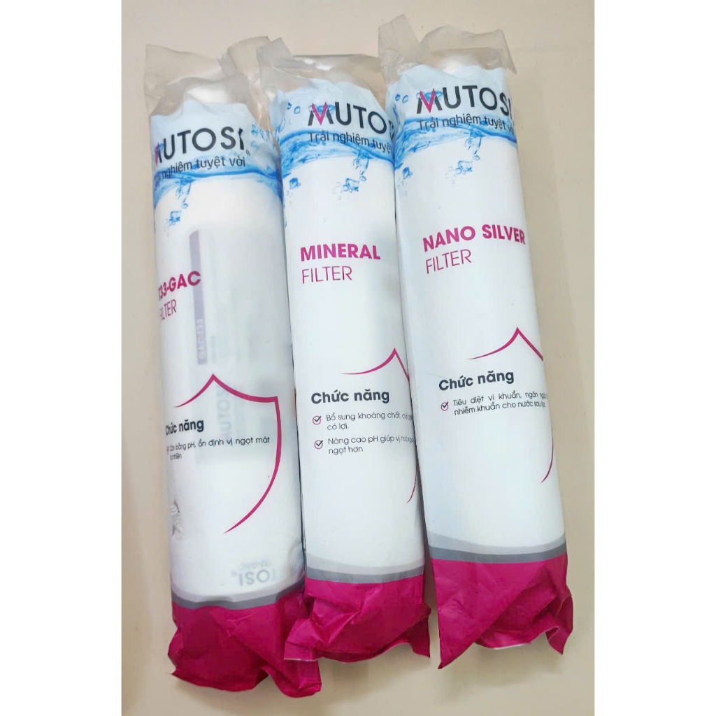 Combo 7 Lõi Lọc Nước Mutosi Sử Dụng 123 Đúc, Màng RO Slitec 75GDP, T33, Min, Nano Dùng Cho Máy MP-370U...