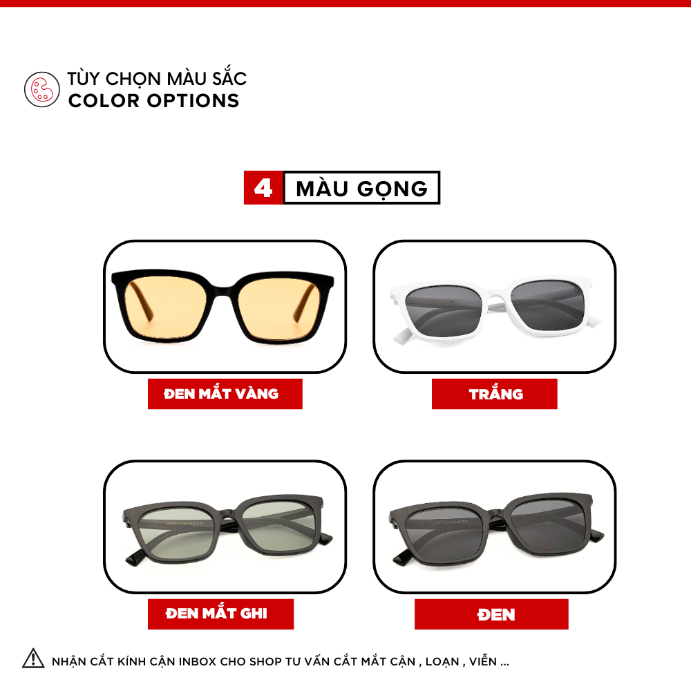 Kính râm mát nam nữ mắt vuông kiểu dáng thời thượng Braby Glasses chống tia UV gọng nhựa cao cấp KR27