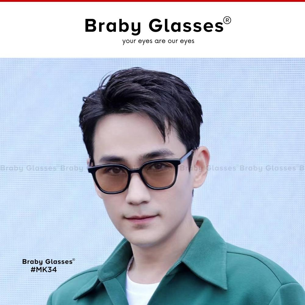 Kính râm mát nam nữ mắt vuông kiểu dáng thời thượng Braby Glasses chống tia UV gọng nhựa cao cấp KR27