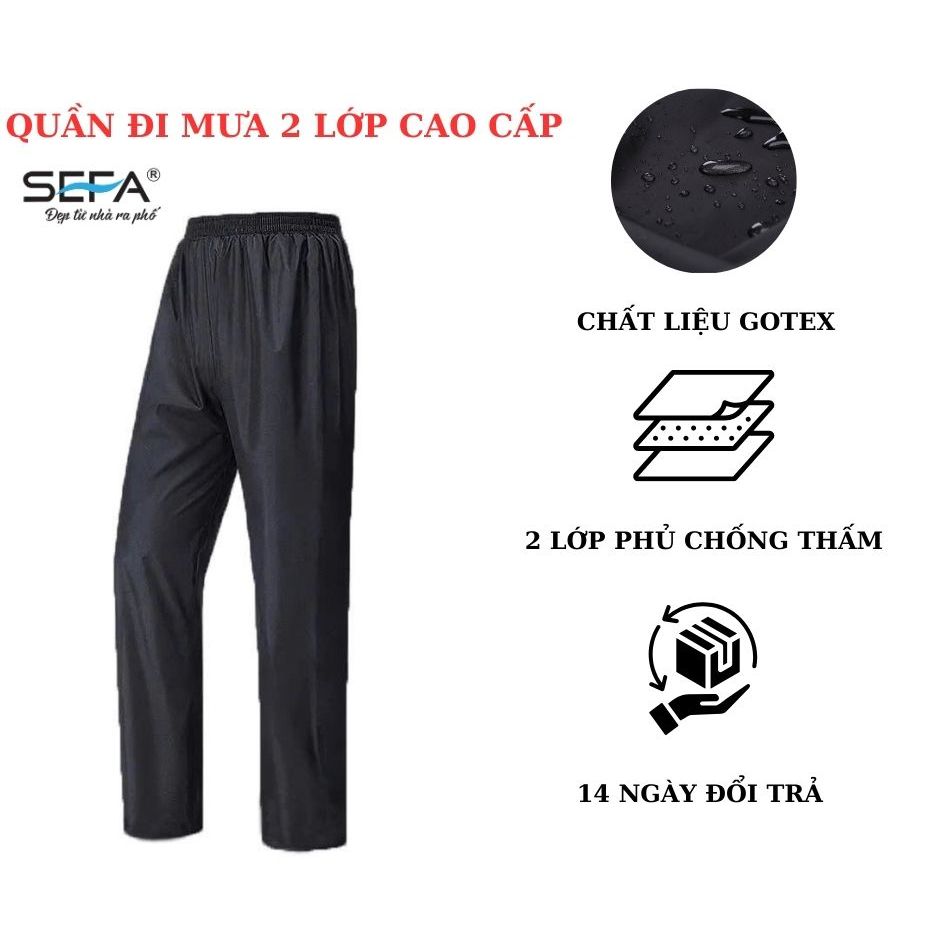 Ảnh Quần đi mưa SEFA chất liệu gotex hàn nhiệt 2 lớp cao cấp cho nam và nữ màu đen 1