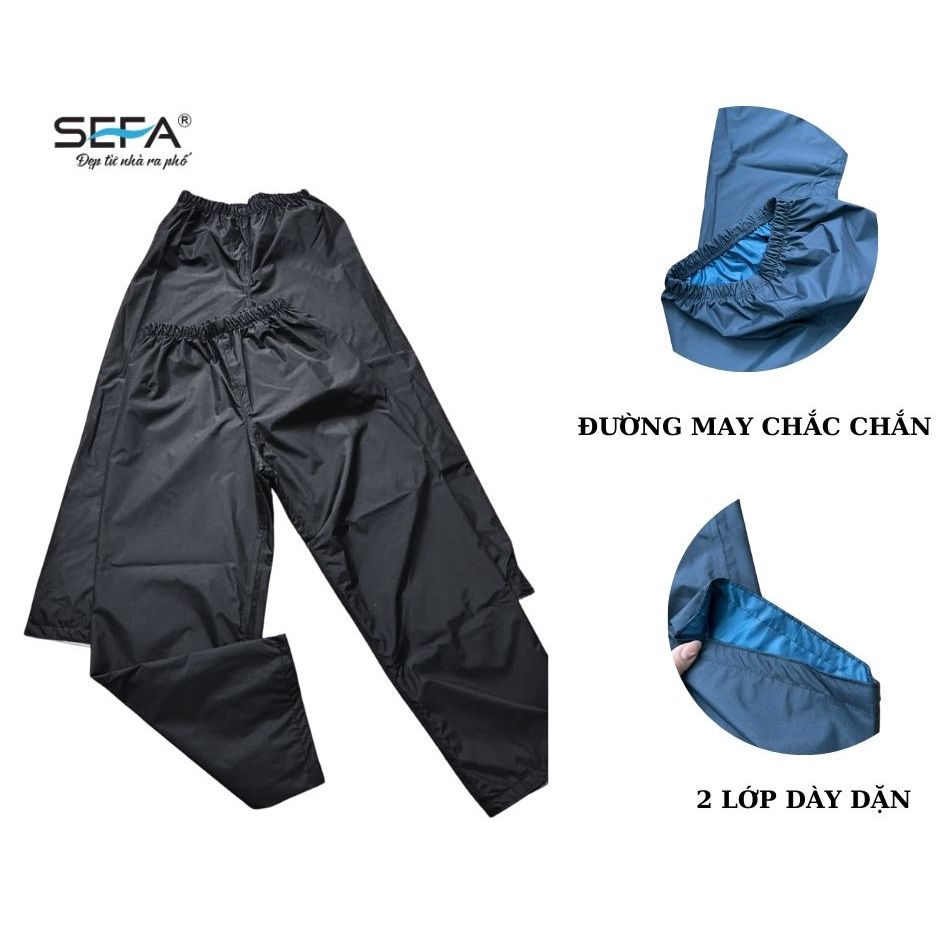 Ảnh Quần đi mưa SEFA chất liệu gotex hàn nhiệt 2 lớp cao cấp cho nam và nữ màu đen 2