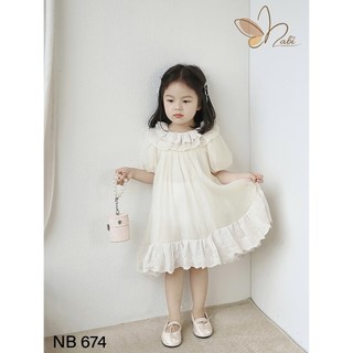 [B&G] Đầm váy trắng chất tơ óng mát mẻ mùa hè đi học, đi chơi, tiệc cho bé gái từ 12-45kg(3-12y)