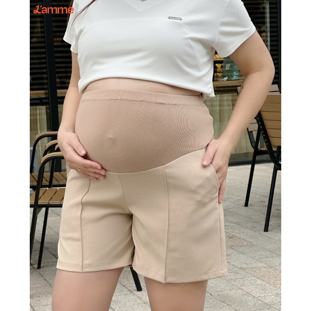 Ảnh Quần short Urban Pants chất liệu text hàn co giãn nhẹ nhàng kết hợp đáp bụng mềm mại, dễ phối đồ thiết kế by L'amme 4