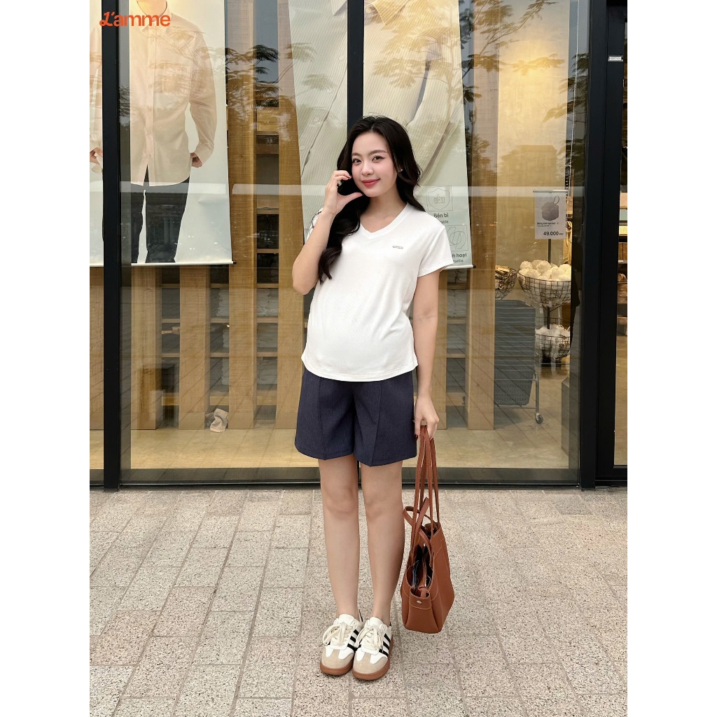 Ảnh Quần short Urban Pants chất liệu text hàn co giãn nhẹ nhàng kết hợp đáp bụng mềm mại, dễ phối đồ thiết kế by L'amme 2