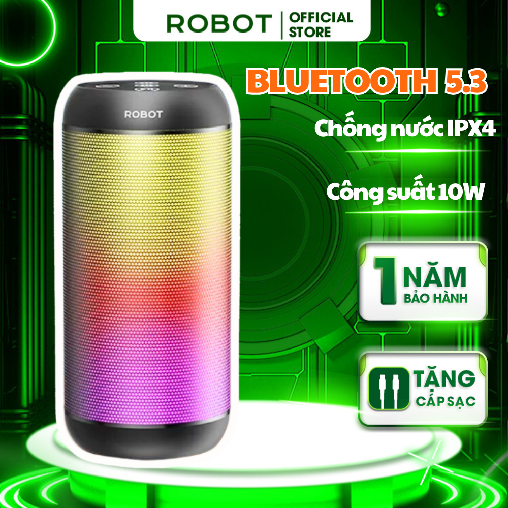Ảnh Loa Bluetooth ROBOT RB510 Bass Lớn Công Suất 10W Đèn Led RGB Chống Nước - Hỗ trợ Kết Nối Thẻ Nhớ/USB/ AUX Cổng 3.5 1