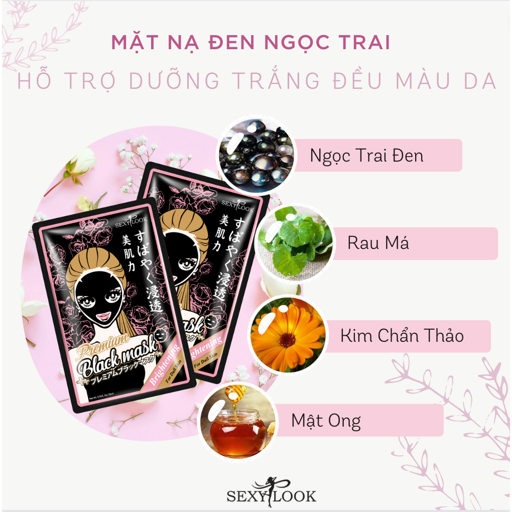 Ảnh Combo 10 Mặt Nạ Đen Giảm Mụn Trắng Da SEXYLOOK (5 mặt nạ đen ngọc trai + 5 mặt nạ đen hoa cúc) 2