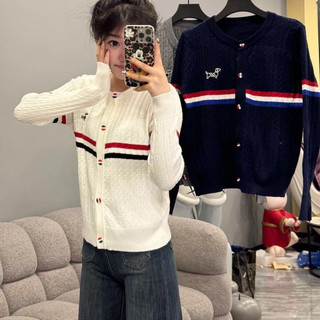 Cadigan len mỏng cho nữ kẻ sọc ngang cài khuy