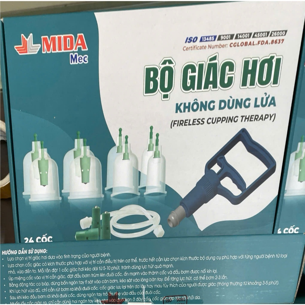 Bộ giác hơi 24 ly không dùng lửa MiDa, Dụng cụ Giác hơi không dùng lửa.
