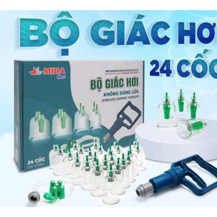 Bộ giác hơi 24 ly không dùng lửa MiDa, Dụng cụ Giác hơi không dùng lửa.