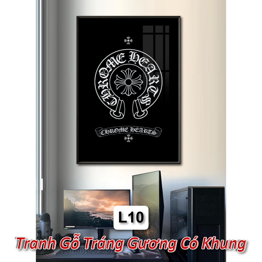 (Nhiều Mẫu) Tranh Treo Tường Logo Các Thương Hiệu Thời Trang Nổi Tiếng Tráng Gương Khung Composite Cao Cấp
