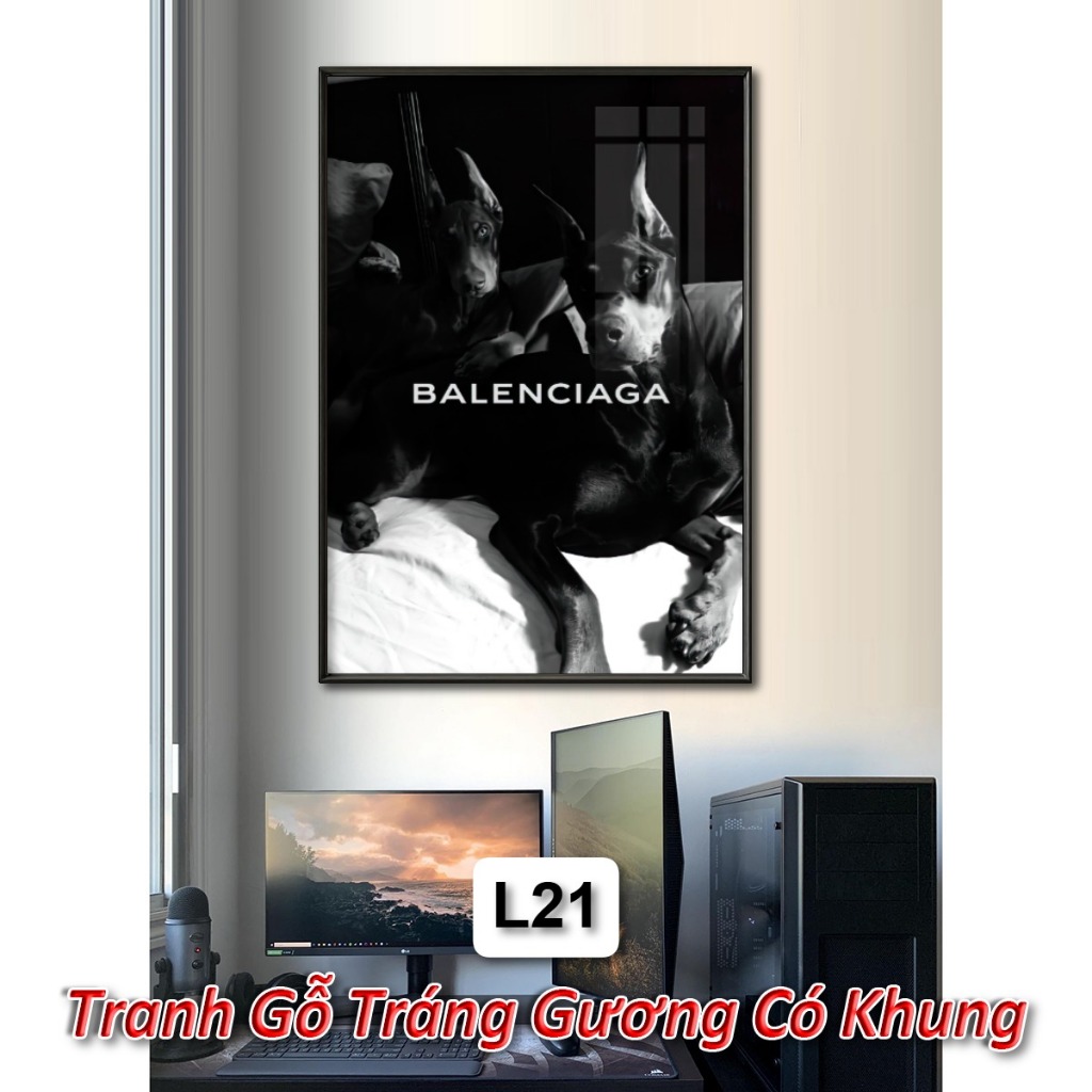 (Nhiều Mẫu) Tranh Treo Tường Logo Các Thương Hiệu Thời Trang Nổi Tiếng Tráng Gương Khung Composite Cao Cấp