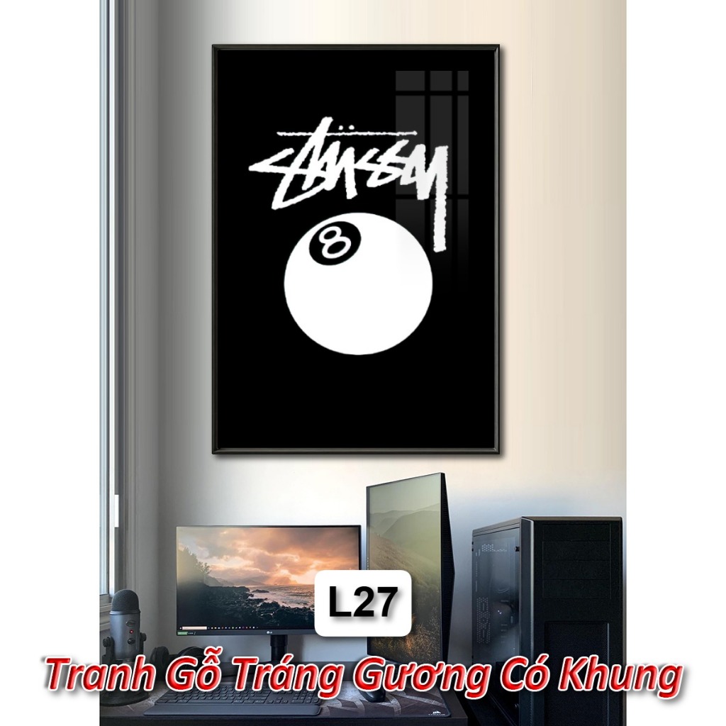 Tranh Logo Luxury Brand Tráng Gương Khung Composite Decor Cửa Hàng, Trang Trí Nhà Cửa
