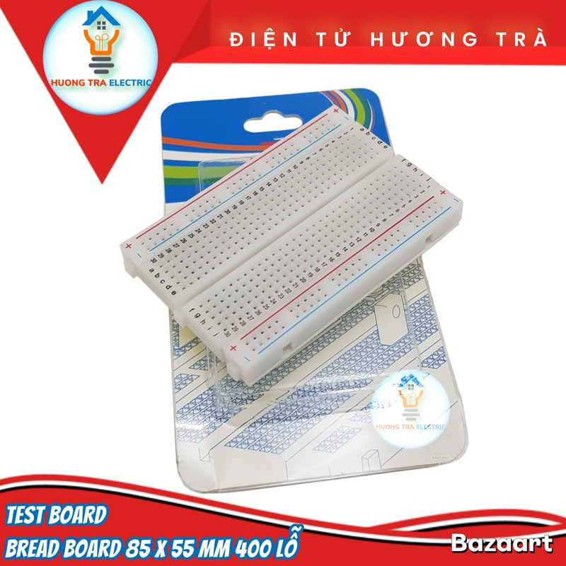 Breadboard MB-102 400 Lỗ 8.5x5.5x1cm (Board test, cắm linh kiện, bo test, bảng mạch thử nghiệm )