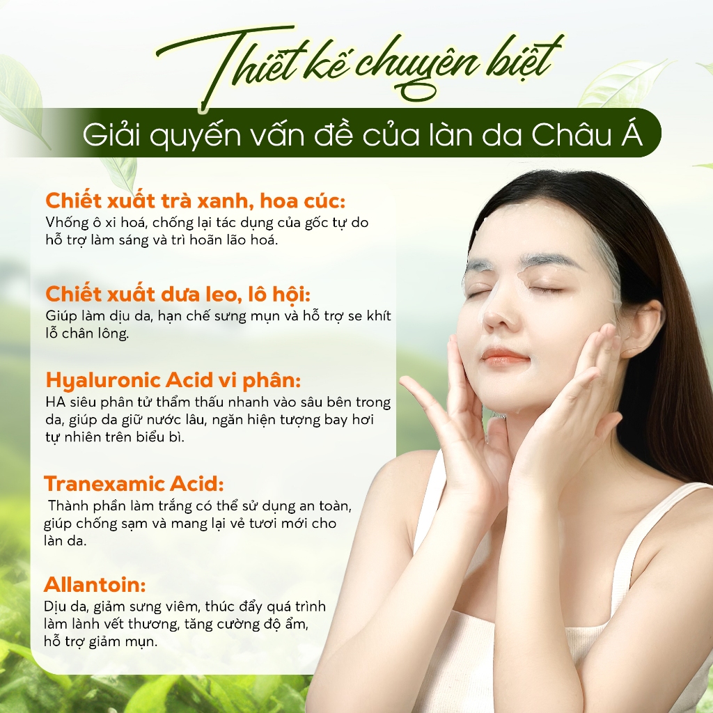 Ảnh Combo 9 Mặt Nạ Trà Xanh Mix Tràm Trà SEXYLOOK Giảm Mụn Dầu và Dưỡng Ẩm Da (9 miếng x 25ml) 3