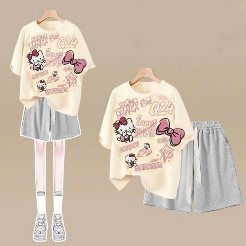 Tổng hợp các sét bộ quần đùi trơn + mix áo phông form rộng tay lỡ unisex