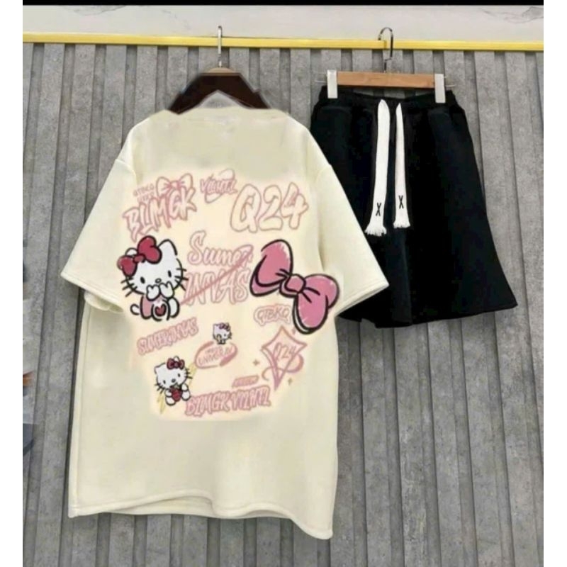 Tổng hợp các sét bộ quần đùi trơn + mix áo phông form rộng tay lỡ unisex
