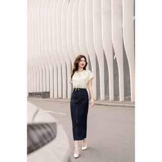 Áo sơ mi tay cộc kẻ sọc phối nơ LA446