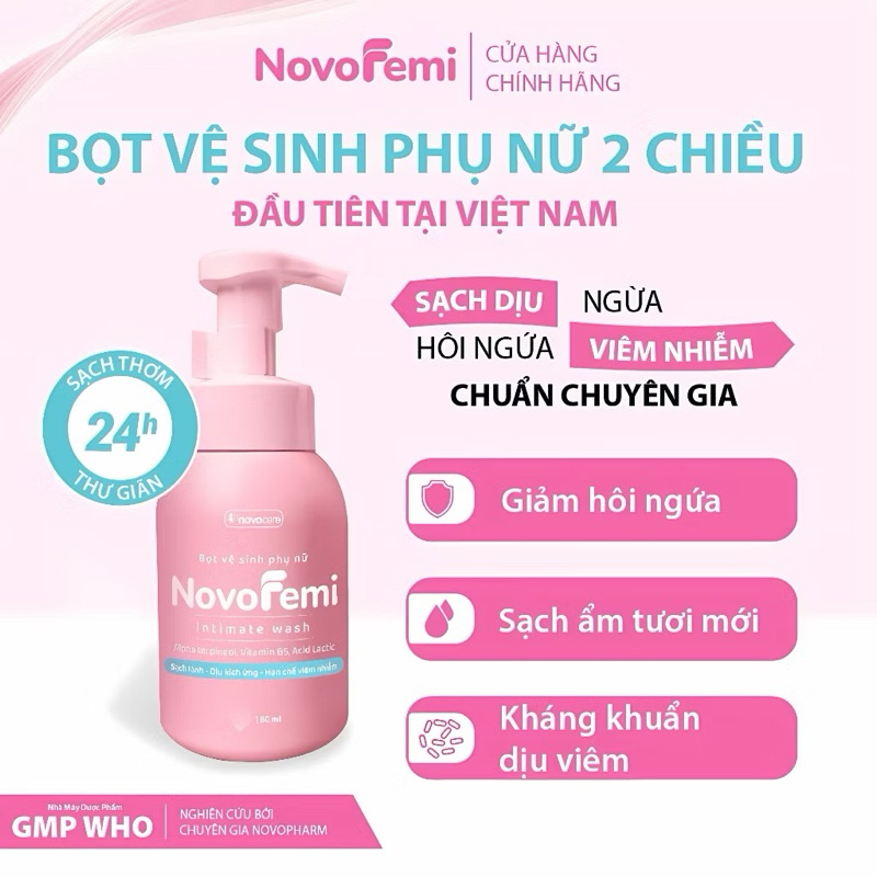 Bọt dung dịch vệ sinh phụ nữ Novofemi - Hỗ trợ sạch dịu hôi ngứa, kháng ...