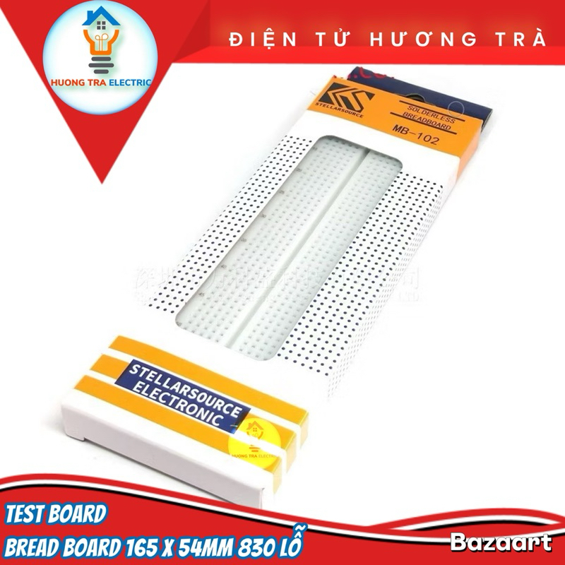 Breadboard MB-102 830 Lỗ 165x55x10mm (Board test, cắm linh kiện, bo test, bảng mạch thử nghiệm )