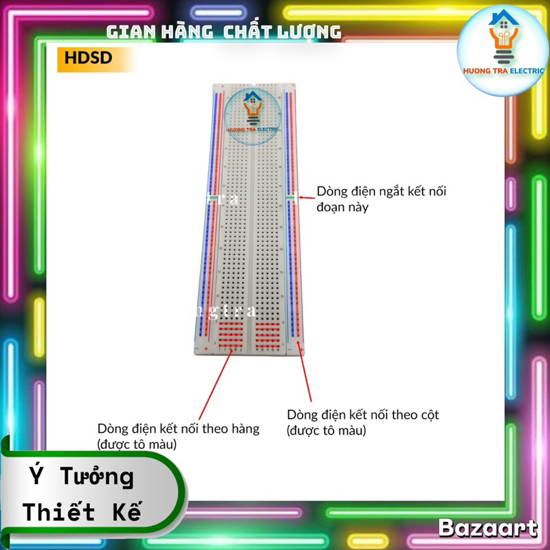 Breadboard MB-102 830 Lỗ 165x55x10mm (Board test, cắm linh kiện, bo test, bảng mạch thử nghiệm )