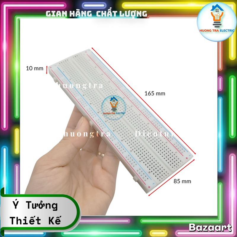 Breadboard MB-102 830 Lỗ 165x55x10mm (Board test, cắm linh kiện, bo test, bảng mạch thử nghiệm )