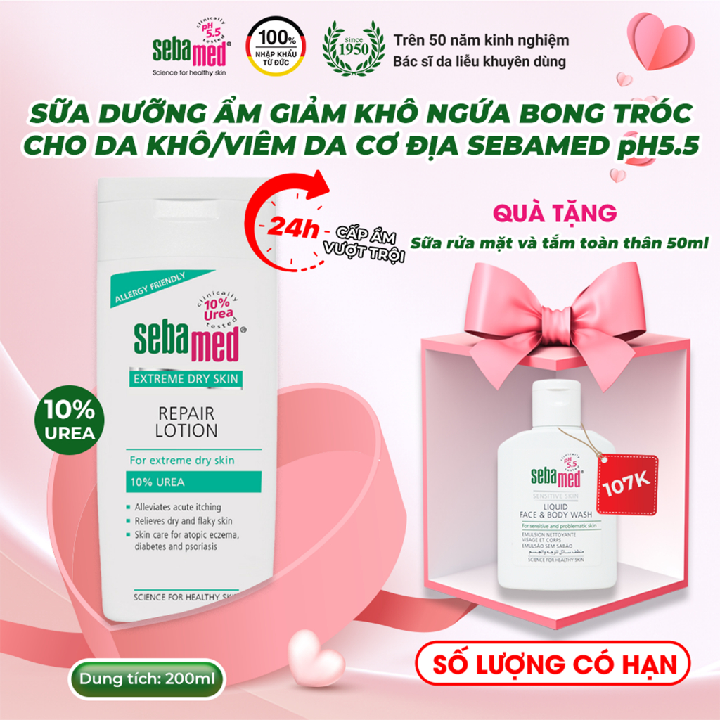 Ảnh Sữa dưỡng thể dưỡng ẩm, giảm khô ngứa, bong tróc cho da khô viêm cơ địa Sebamed Dry Lotion 200ml 1