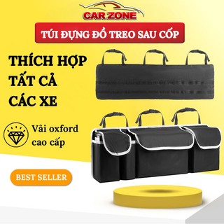 Túi Vải Oxford Đựng Đồ Treo Cốp Sau Xe Ô Tô - Có 4 Ngăn Sức Chứa Lớn LOẠI 2 ĐEN VIỀN TRẮNG